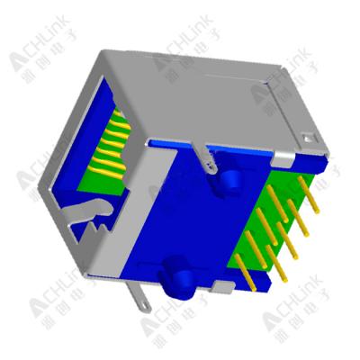 RJ45 CONNECTOR 8P8C 90° LRON SHELL PACKAGE